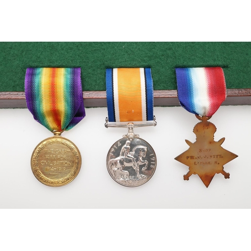 854 - A FIRST WORLD WAR TRIO TO THE KING'S LIVERPOOL REGIMENT. A Great War Trio comprising 1914-15 Star na... 