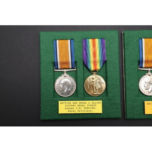 871 - THREE FIRST WORLD WAR PAIRS TO THE ROYAL ARTILLERY. A pair comprising War Medal and Victory Medal na... 