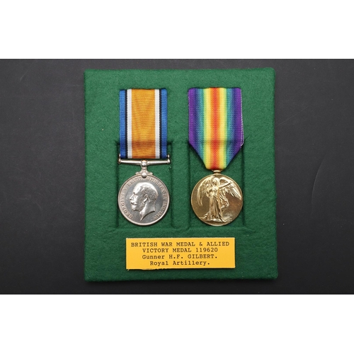 871 - THREE FIRST WORLD WAR PAIRS TO THE ROYAL ARTILLERY. A pair comprising War Medal and Victory Medal na... 