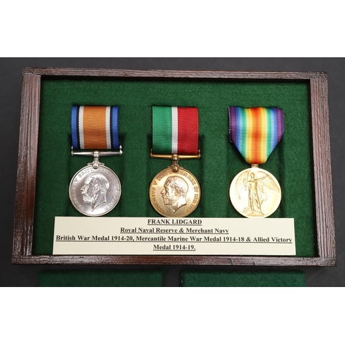 874 - A FIRST WORLD WAR TRIO TO THE MERCANTILE MARINE AND TWO CASUALTY WAR MEDALS. A Great War Trio compri... 