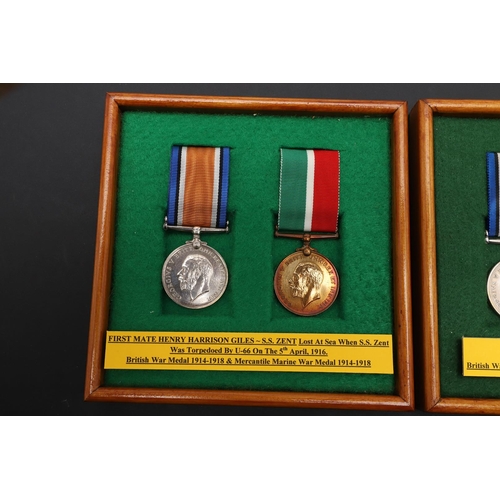 875 - THREE FIRST WORLD WAR MERCANTILE MARINE PAIRS. Three Mercantile Marine and War Medal pairs to: Harol... 