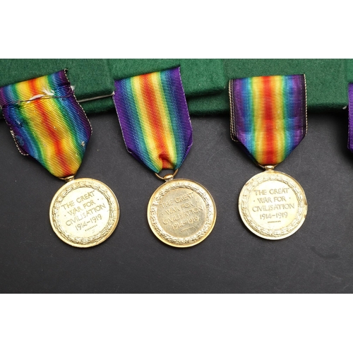 897 - A COLLECTION OF SEVEN FIRST WORLD WAR VICTORY MEDALS, VARIOUS REGIMENTS. A collection of Victory med... 