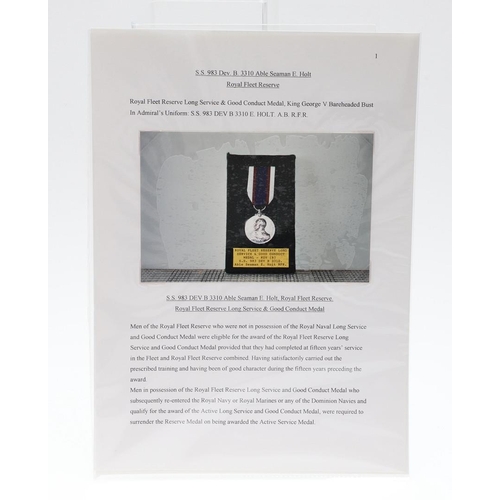 975 - A GEORGE V ROYAL FLEET RESERVE LONG SERVICE AND GOOD CONDUCT MEDAL. A George V Royal Fleet Reserve L... 