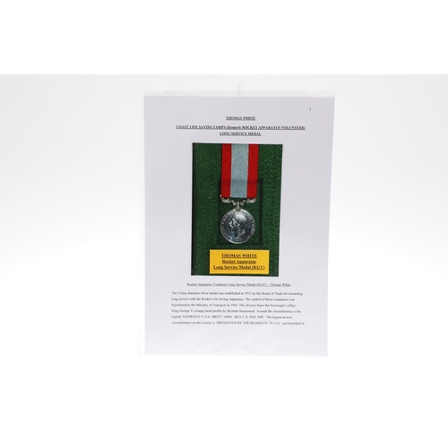 979 - A ROCKET APPARATUS VOLUNTEER LONG SERVICE MEDAL. A George V Rocket Apparatus Long Service and Good C... 