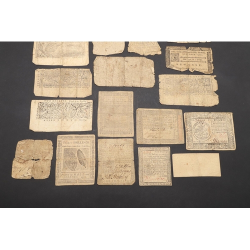 1417 - AN INTERESTING COLLECTION OF EARLY AMERICAN BANKNOTES. A collection of 17 early American notes: Five... 