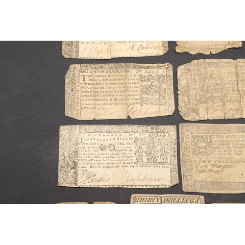 1417 - AN INTERESTING COLLECTION OF EARLY AMERICAN BANKNOTES. A collection of 17 early American notes: Five... 