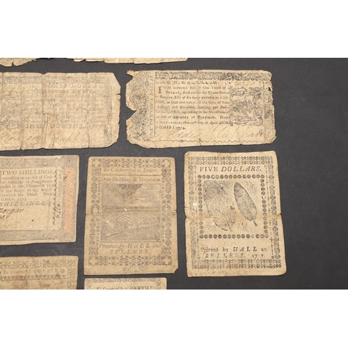 1417 - AN INTERESTING COLLECTION OF EARLY AMERICAN BANKNOTES. A collection of 17 early American notes: Five... 