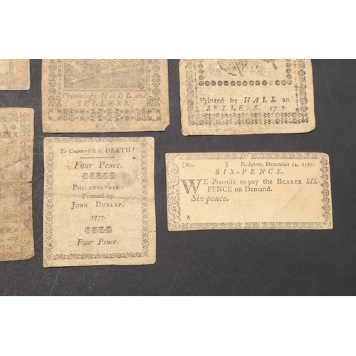 1417 - AN INTERESTING COLLECTION OF EARLY AMERICAN BANKNOTES. A collection of 17 early American notes: Five... 