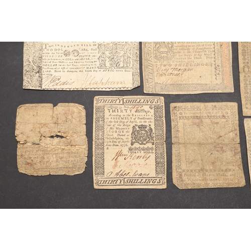 1417 - AN INTERESTING COLLECTION OF EARLY AMERICAN BANKNOTES. A collection of 17 early American notes: Five... 