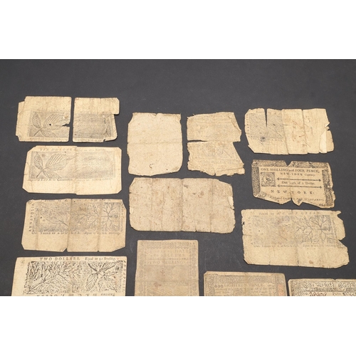 1417 - AN INTERESTING COLLECTION OF EARLY AMERICAN BANKNOTES. A collection of 17 early American notes: Five... 