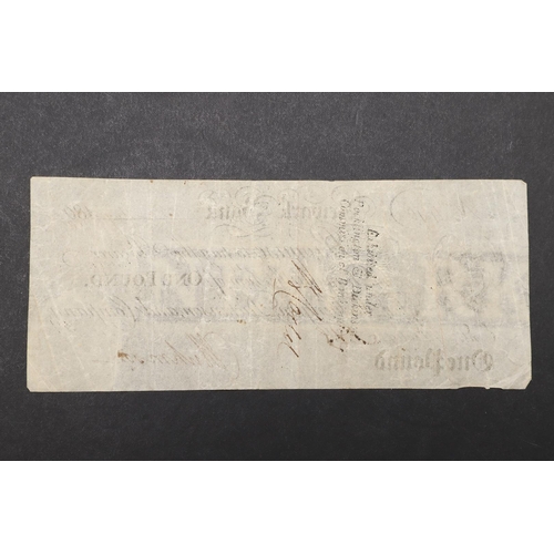 1418 - A NEWARK BANK ONE POUND NOTE, 1809. A one pound note from the Newark Bank, number 446, dated 5th May... 