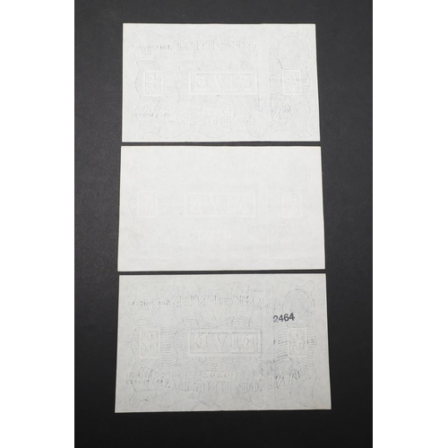 1421 - THREE BANK OF ENGLAND WHITE FIVE POUND NOTES. Three black and white series five pound notes: May 19t... 