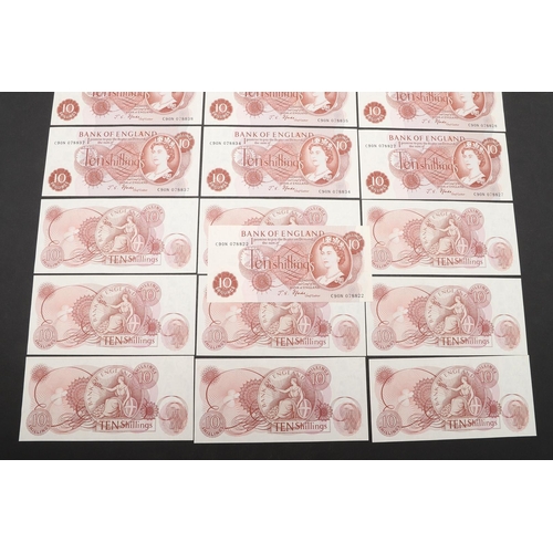 1422 - A CONSECUTIVE RUN OF NINETEEN TEN SHILLING NOTES. A collection of nineteen series C Portrait Issue t... 