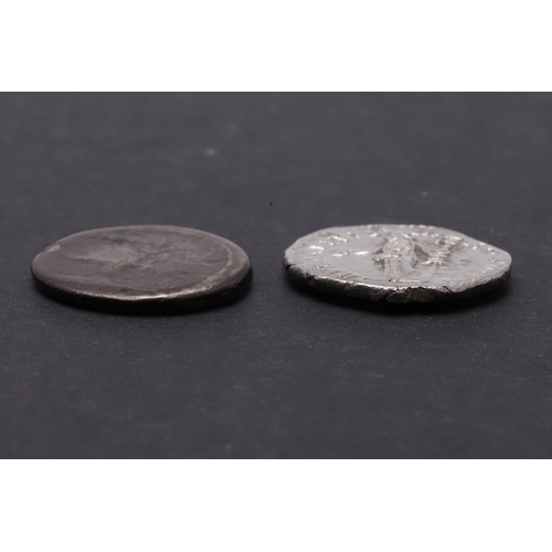 1441 - A ROMAN IMPERIAL DENARIUS OF MARCUS AURELIUS (161-180) AND ANOTHER. bearded portrait r. M. ANTONINUS... 