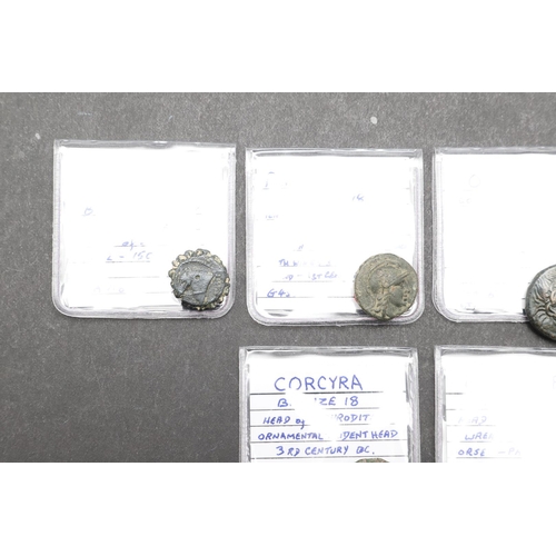 1455 - GREEK COINS: A COLLECTION OF SIX GREEK BRONZE COINS TO INCLUDE CORCYRA. A collection of six Greek br... 