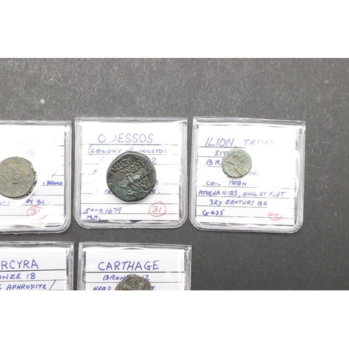 1455 - GREEK COINS: A COLLECTION OF SIX GREEK BRONZE COINS TO INCLUDE CORCYRA. A collection of six Greek br... 