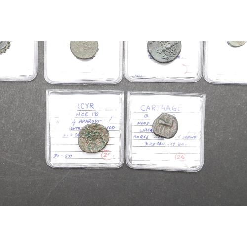 1455 - GREEK COINS: A COLLECTION OF SIX GREEK BRONZE COINS TO INCLUDE CORCYRA. A collection of six Greek br... 