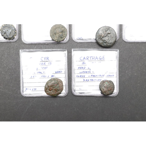 1455 - GREEK COINS: A COLLECTION OF SIX GREEK BRONZE COINS TO INCLUDE CORCYRA. A collection of six Greek br... 