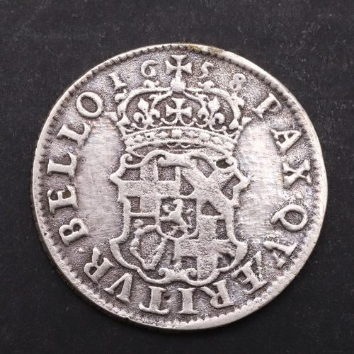 1490 - A COMMONWEALTH HAMMERED SILVER HALFGROAT. A Commonwealth period halfgroat, obverse with shield withi... 