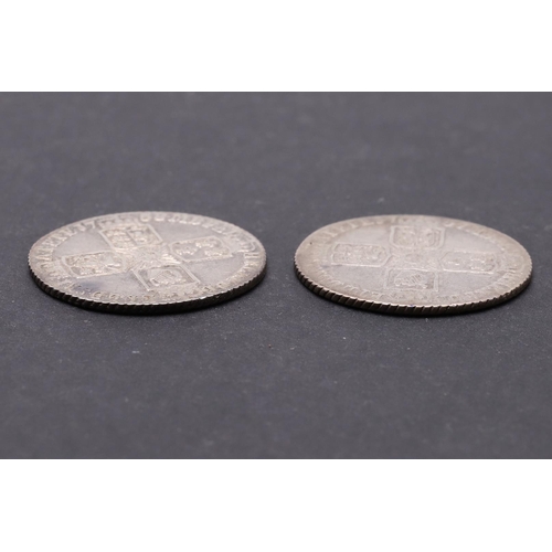 1522 - TWO GEORGE II SIXPENCE, 1757 AND 1758. A George II sixpence, old laureate and draped bust l. the rev... 