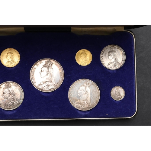 1544 - A QUEEN VICTORIA NINE COIN SPECIMEN SET INCLUDING SOVEREIGN AND HALF SOVEREIGN, 1887. A specimen set... 