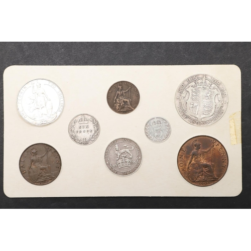 1554 - AN EDWARD VII YEAR SET FOR 1905 INCLUDING HALFCROWN. A 1905 year set comprising Halfcrown, Florin, S... 