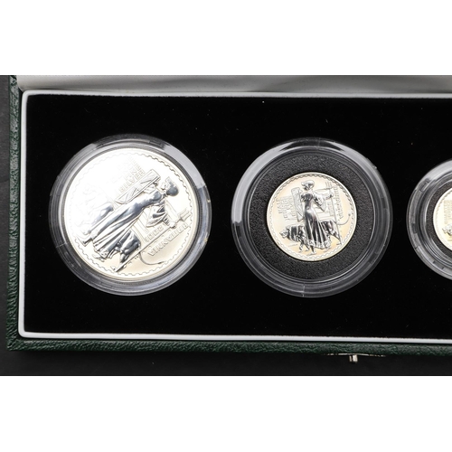 1568 - A ROYAL MINT BRITANNIA FOUR COIN SILVER PROOF SET, 2001. A four coin silver proof set comprising 20p... 