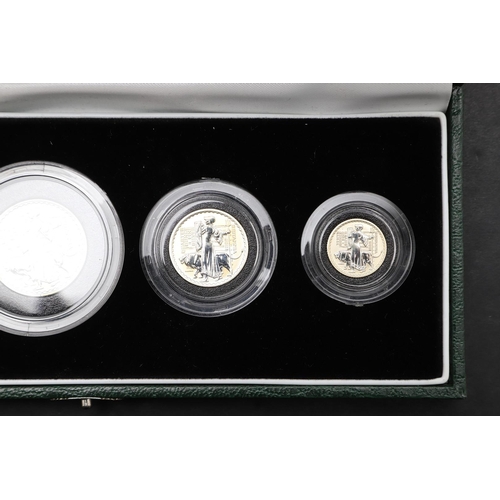 1568 - A ROYAL MINT BRITANNIA FOUR COIN SILVER PROOF SET, 2001. A four coin silver proof set comprising 20p... 