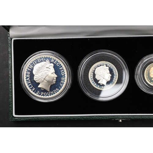 1568 - A ROYAL MINT BRITANNIA FOUR COIN SILVER PROOF SET, 2001. A four coin silver proof set comprising 20p... 