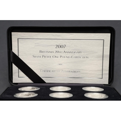 1570 - AN ELIZABETH II 6 COIN 2007 SILVER PROOF 'BRITANNIA 20TH ANNIVERSARY' COLLECTION. A collection of si... 