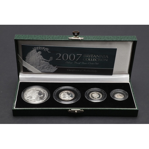 1571 - A ROYAL MINT BRITANNIA FOUR COIN SILVER PROOF SET, 2007. A four coin silver proof set comprising 20p... 