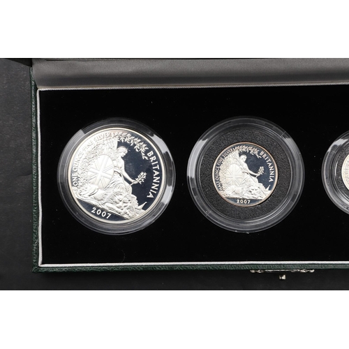 1571 - A ROYAL MINT BRITANNIA FOUR COIN SILVER PROOF SET, 2007. A four coin silver proof set comprising 20p... 