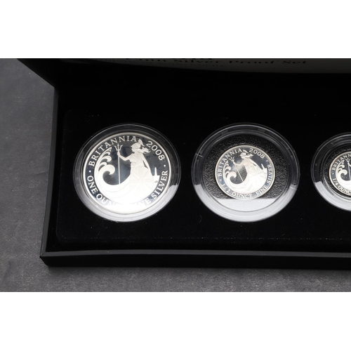 1572 - A ROYAL MINT BRITANNIA FOUR COIN SILVER PROOF SET, 2008. A four coin silver proof set comprising 20p... 