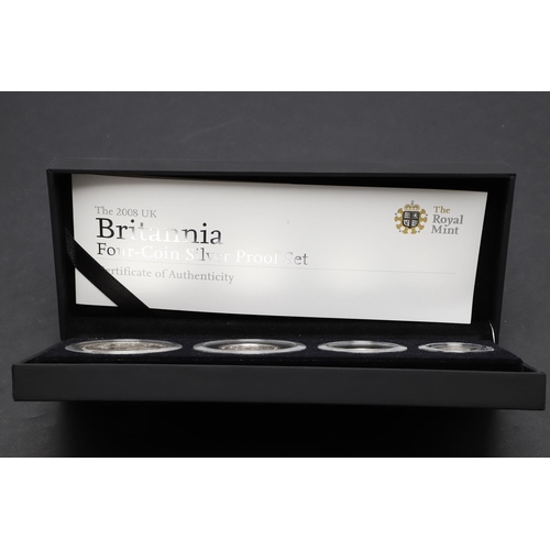 1572 - A ROYAL MINT BRITANNIA FOUR COIN SILVER PROOF SET, 2008. A four coin silver proof set comprising 20p... 