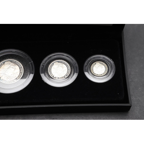 1574 - A ROYAL MINT BRITANNIA FOUR COIN SILVER PROOF SET, 2010. A four coin silver proof set comprising 20p... 