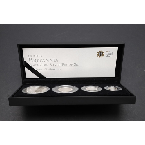 1574 - A ROYAL MINT BRITANNIA FOUR COIN SILVER PROOF SET, 2010. A four coin silver proof set comprising 20p... 