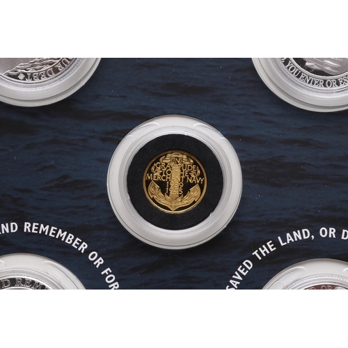 1585 - A MERCHANT NAVY BATTLE OF THE ATLANTIC SIX GOLD AND SILVER COIN SET, 2016. A collection of six coins... 