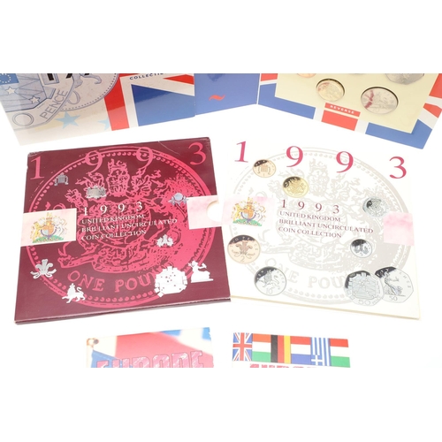 1596 - ROYAL MINT UNCIRCULATED COIN SETS FOR 1992 AND 1993 WITH THREE EC PRESIDENCY 50 PENCE PIECES. Royal ... 