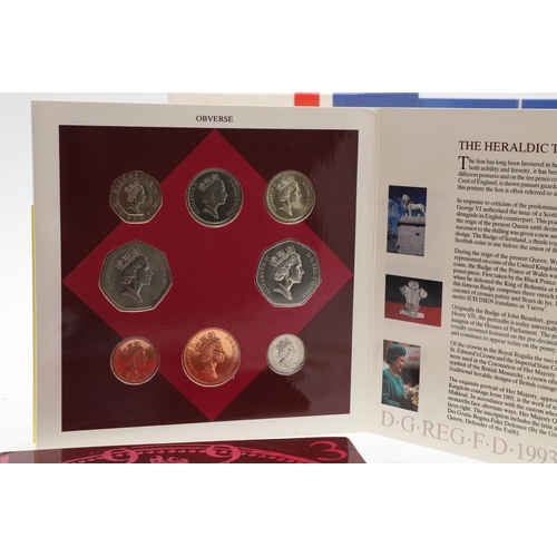 1596 - ROYAL MINT UNCIRCULATED COIN SETS FOR 1992 AND 1993 WITH THREE EC PRESIDENCY 50 PENCE PIECES. Royal ... 