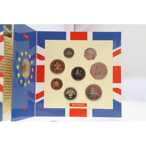 1600 - ROYAL MINT UNCIRCULATED COIN SETS FOR 1992 INCLUDING THE EC PRESIDENCY 50 PENCE PIECE. Royal Mint un... 