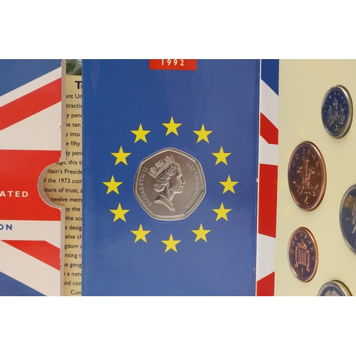 1600 - ROYAL MINT UNCIRCULATED COIN SETS FOR 1992 INCLUDING THE EC PRESIDENCY 50 PENCE PIECE. Royal Mint un... 