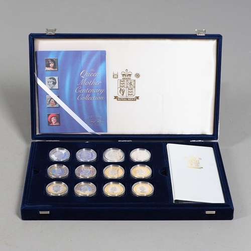 1608 - A ROYAL MINT QUEEN MOTHER CENTENARY COIN COLLECTION. A twelve coin collection containing coins from ... 