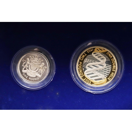 1610 - A ROYAL MINT 2003 SILVER PROOF PIEDFORT COIN COLLECTION. A 2003 silver proof piedfort three coin set... 