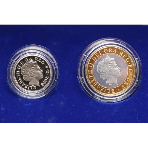 1610 - A ROYAL MINT 2003 SILVER PROOF PIEDFORT COIN COLLECTION. A 2003 silver proof piedfort three coin set... 