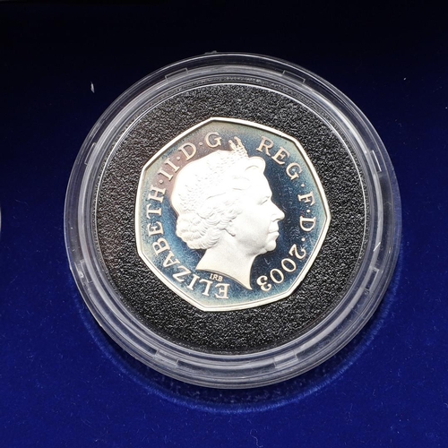 1610 - A ROYAL MINT 2003 SILVER PROOF PIEDFORT COIN COLLECTION. A 2003 silver proof piedfort three coin set... 