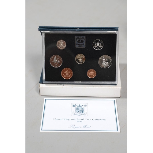 1611 - A COLLECTION OF SIX ROYAL MINT PROOF YEAR SETS 1984 AND LATER. Royal Mint proof year sets: 1984 8 co... 