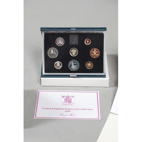 1611 - A COLLECTION OF SIX ROYAL MINT PROOF YEAR SETS 1984 AND LATER. Royal Mint proof year sets: 1984 8 co... 