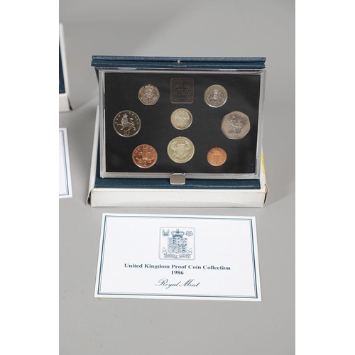 1611 - A COLLECTION OF SIX ROYAL MINT PROOF YEAR SETS 1984 AND LATER. Royal Mint proof year sets: 1984 8 co... 