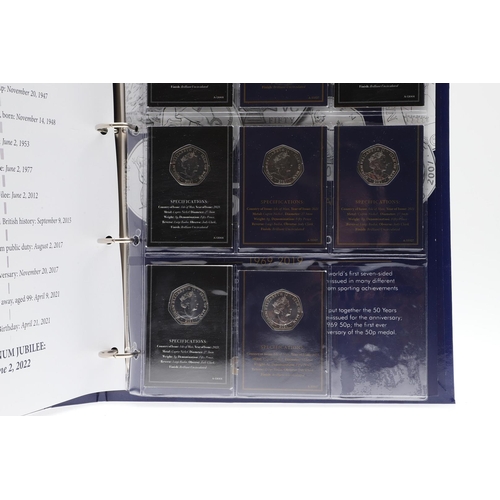 1627 - A COLLECTION OF RECENT ROYAL MINT FIFTY PENCE ISSUES. A collection including a cased pair of 2018 Pa... 