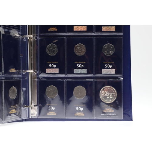 1627 - A COLLECTION OF RECENT ROYAL MINT FIFTY PENCE ISSUES. A collection including a cased pair of 2018 Pa... 